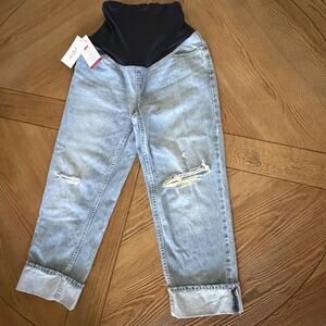 Over Belly Cropped Vintage High-Rise Straight Maternity Jeans Size 6 - Isabel